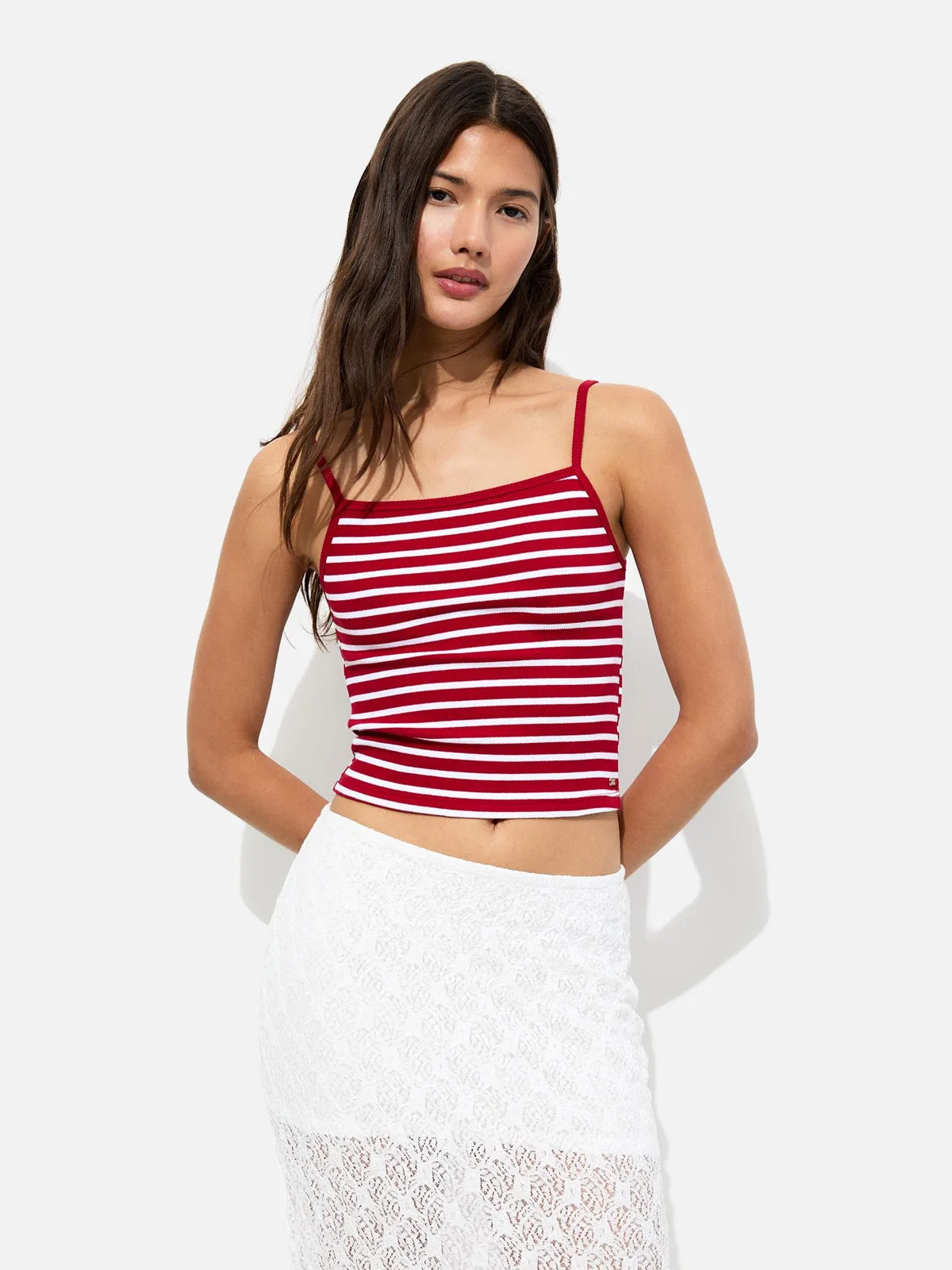 Short Striped Strappy Top